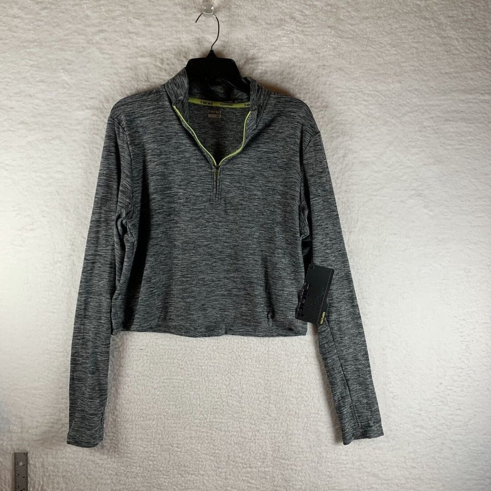 Hind Cropped Top Women's XL Heather Gray Polyester Running 1/4 Zip Classic‎ 6978